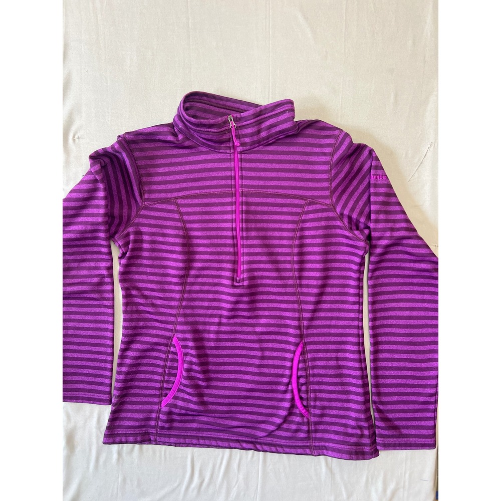 Columbia Womens Purple Striped Quarter Zip Fleece Pullover Jacket Medium